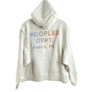 The Kooples Sport Blanc White Sweatshirt Logo Womens Size 1 Hoodie Orange Blue